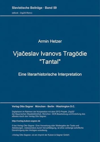 9783876900681: VJACESLAV IVANOVS TRAGOEDIE "TANTAL"