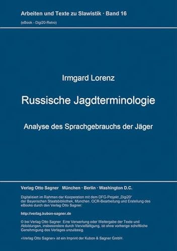 Stock image for Russische Jagdterminologie Analyse d. Sprachgebrauchs d. Jger for sale by Antiquariat Stefan Krger