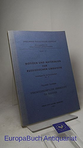 Imagen de archivo de Notizen und Materialien zur russistischen Linguistik a la venta por text + tne