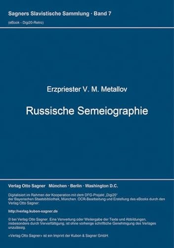 Imagen de archivo de Russische Semeiographie. a la venta por SKULIMA Wiss. Versandbuchhandlung