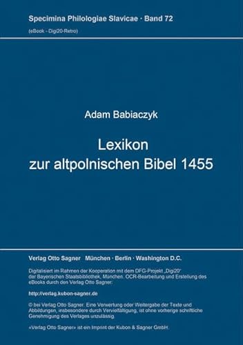 Beispielbild fr Lexikon zur altpolnischen Bibel 1455 Breslau 1906. zum Verkauf von Ganymed - Wissenschaftliches Antiquariat