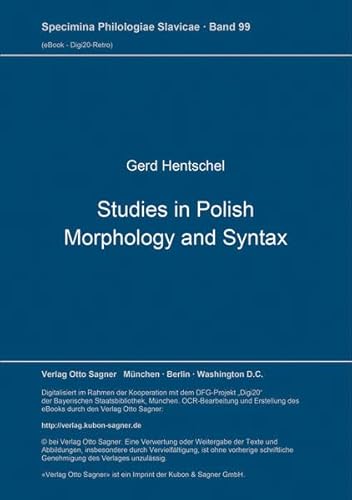 Beispielbild fr Studies in Polish Morphology and Syntax. zum Verkauf von Antiquariat Kai Gro