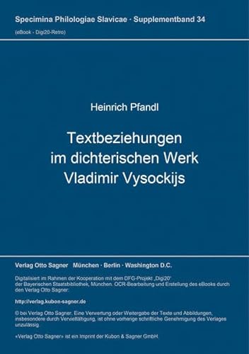 Textbeziehungen im dichterischen Werk Vladimir Vysockijs.