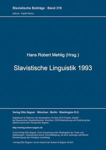 Slavistische Linguistik 1993.