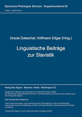 9783876907222: Linguistische Beitraege Zur Slavistik: VI. Jungslavistinnen-Treffen Wien 1997: 65 (Specimina Philologiae Slavicae)