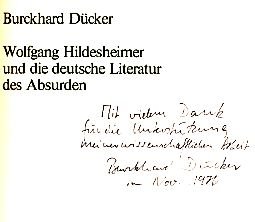 Stock image for Wolfgang Hildesheimer und die deutsche Literatur des Absurden for sale by German Book Center N.A. Inc.