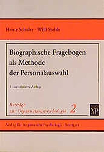 Beispielbild fr Beitrge zur Organisationspsychologie, Band 2: Biographische Fragebogen als Methode der Personalauswahl zum Verkauf von medimops