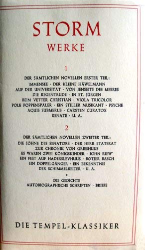 Stock image for Smtliche Werke / Theodor Storm. 2 Bde. [Hrsg. von Christian Jenssen] Die Tempel-Klassiker for sale by medimops