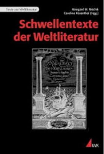 Stock image for Schwellentexte der Weltliteratur Texte zur Weltliteratur ; 4 Sprach- / Literaturwissenschaft Sprachwissenschaft Literaturwissenschaften Vergleichende Literaturwissenschaft Literatur Wissenschaft Rezeption Schwellentext Geisteswissenschaften Gerhard Baudy: Evangelium und Sohngottmythos. Zur Entstehung einer subversiven Textgruppe in der frhen Kaiserzeit - Barbara Feichtinger: Augustinus: "De civitate Dei" - Karlheinz Stierle: Dantes "Divina Commedia" an der Schwelle zur frhen Neuzeit - Rainer Stillers: Boccaccio, "Decameron". Erzhlte Lebensentwrfe - Peter Braun: Reiseschatten. "Peter Schlemihls wundersame Geschichte" von Adalbert von Chamisso - Renate Lachmann: Aleksander Puschkins Versroman "Eugen Onegin" und dessen Nachgeschichte in Vladimir Nabokovs Werk - Gerd Blum: Edouard Manet, "Le Dejeuner sur l'herbe". Die Erfindung der Moderne aus der Vergangenheit - Aleida Assmann: Annus Mirabilis 1922. James Joyce, "Ulysses" und T.S. Eliot, "The Waste Land" - Kay Kirchmann: Trmmer. Film for sale by BUCHSERVICE / ANTIQUARIAT Lars Lutzer