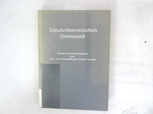 9783881310123: Zeitschriftenverzeichnis Germanistik - Bestnde des Sondersammelgebiets
