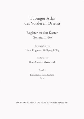 9783882268003: Tubinger Atlas Des Vorderen Orients: Register Zu Den Karten / General Index