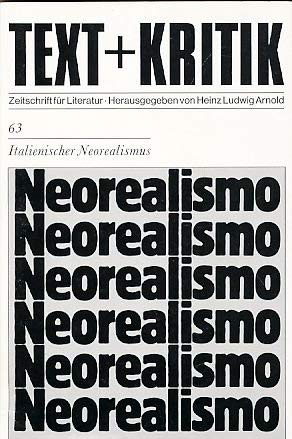 Beispielbild fr Italienischer Neorealismus TEXT+KRITIK 63 zum Verkauf von medimops