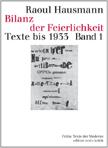 Beispielbild fr Bilanz der Feierlichkeit. Texte bis 1933, Bd. 1 zum Verkauf von medimops