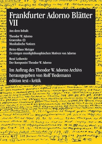 9783883776866: Frankfurter Adorno Bltter 7