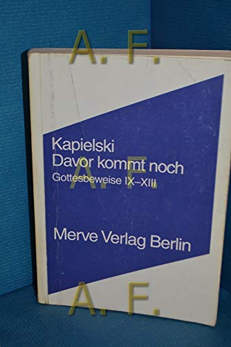 Davor kommt noch. (9783883961439) by Thomas Kapielski