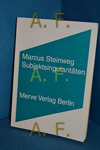 SubjektsingularitÃ¤ten (9783883962030) by Steinweg, Marcus