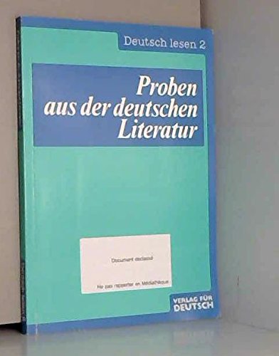 Imagen de archivo de PROBEN AUS DER DEUTSCHEN LITERATUR: TEXTBUCH a la venta por German Book Center N.A. Inc.