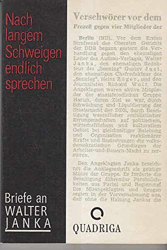 Beispielbild fr Nach langem Schweigen endlich Sprechen: Briefe and Walter Janka. zum Verkauf von Plurabelle Books Ltd