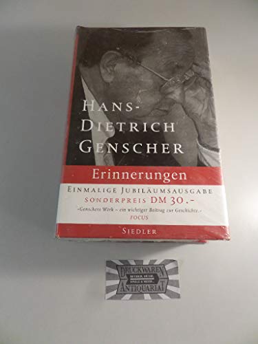 9783886806805: Hans-Dietrich Genscher - Erinnerungen. Jubilumsausgabe zu 50 Jahren Bundesrepublik Deutschland