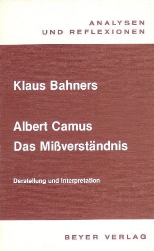 Beispielbild fr Analysen und Reflexionen, Bd.53, Albert Camus 'Das Miverstndnis' zum Verkauf von medimops