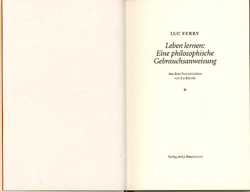 9783888974687: Leben lernen: Eine philosophische Gebrauchsanweisung