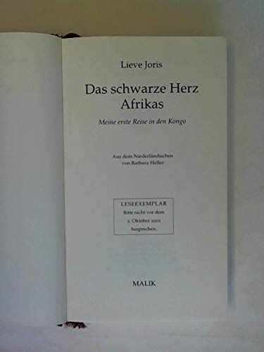 9783890292434: Das schwarze Herz Afrikas.