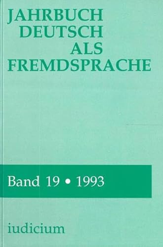 9783891291559: Jahrbuch Deutsch als Fremdsprache. (Intercultural German Studies). Bd.19 : 1993