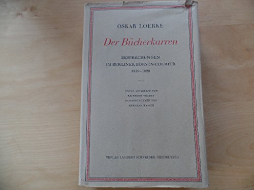 Imagen de archivo de Der Bucherkarren Besprechungen Im Berliner Borsen-Courier, 1920-1928 a la venta por David's Books