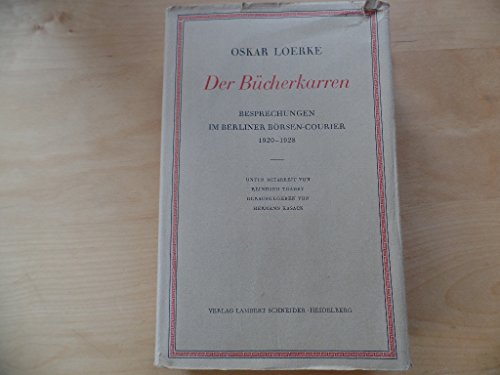 Stock image for Der Bucherkarren Besprechungen Im Berliner Borsen-Courier, 1920-1928 for sale by David's Books