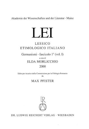 9783895001727: Lessico Etimologico Italiano: Germanismi Vol. 1, Fasc. 1