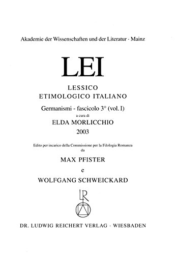 Stock image for Lessico Etimologico Italiano: Germanismi Vol. 1, Fasc. 3 (Italian Edition) [Soft Cover ] for sale by booksXpress