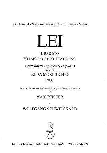 Stock image for Lessico Etimologico Italiano: Germanismi Vol. 1, Fasc. 4 (Italian Edition) [Soft Cover ] for sale by booksXpress