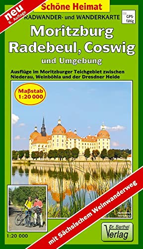 Moritzburg, Radebeul, Coswig und Umgebung 1 : 20 000. Radwander- und Wanderkarte | Ausflüge im Moritzburger Teichgebiet zwischen Niederau, Weinböhla und der Dresdner Heide. Mit Sächsischem Weinwanderweg