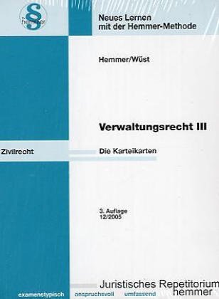 Imagen de archivo de Verwaltungsrecht 3. 81 Karteikarten a la venta por medimops