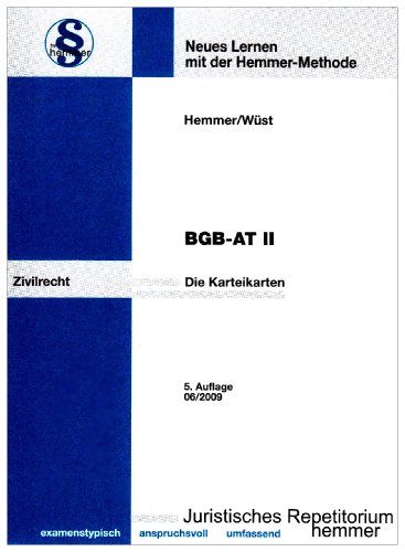 Beispielbild fr BGB-AT 2. 122 Karteikarten: Stellvertretung, Anfechtung des Rechtsgeschfts, Einbeziehung allgemeiner Geschftsbedingungen, Einwendungen, Einreden, Ausbungsschranken zum Verkauf von medimops