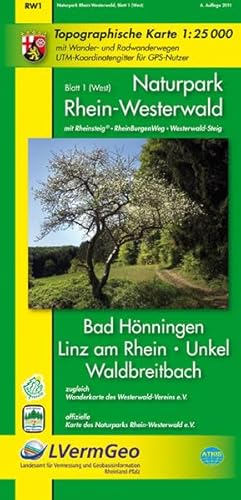 9783896372642: Naturpark Rhein-Westerwald Blatt 1 (West) 1 : 25 000: Verbandsgemeinden Bad Hnningen, Linz am Rhein und Unkel. Mit Wanderwegen