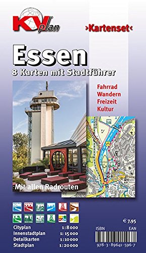 Essen ? Kartenset, KVplan, Radkarte/Wanderkarte/Stadtplan, 1:20.000 / 1:15.000 / 1:10.000 : Kartenset mit Stadtführer