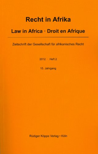 Recht in Afrika Â· Law in Africa Â· Droit en Afrique 2012/2 (Recht in Afrika Â· Law in Africa Â· Droit en Afrique Year 2012, Issue 2) (9783896458117) by Oyekanmi Adewoye