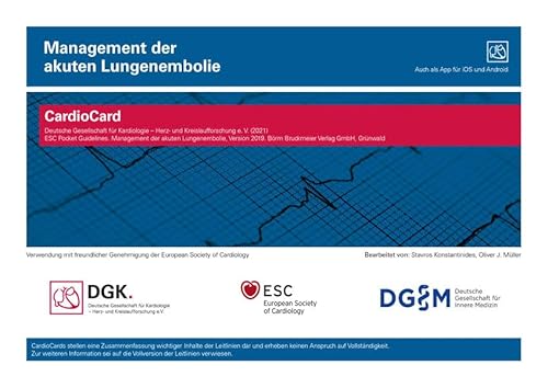 Beispielbild fr Management der akuten Lungenembolie: CardioCard (Pocket-Leitlinien / Publikationen von Fachgesellschaften) zum Verkauf von medimops