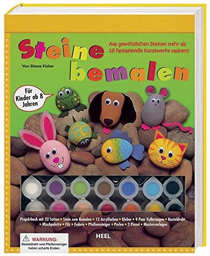 Steine bemalen: Mit Projektbuch, Stein, Farben, Pinsel, Bastelmaterial und Mustervorlagen - Unknown Author