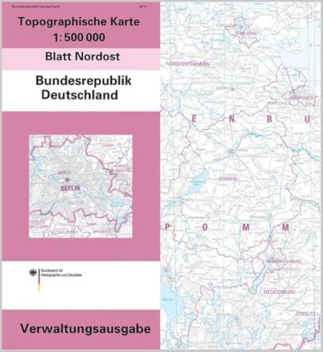 9783898887885: Topographische Karte der Bundesrepublik Deutschland 1 : 500 000 Nordost. Verwaltungsausgabe