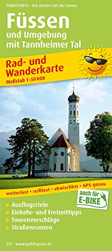 Rad- und Wanderkarte Füssen und Umgebung: mit Ausflugszielen, Einkehr- & Freizeittipps, wetterfest, reissfest, abwischbar, GPS-genau. 1:50000 - Publicpress