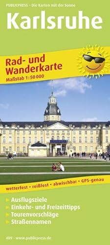 Beispielbild fr Rad- und Wanderkarte Karlsruhe: mit Ausflugszielen, Einkehr- & Freizeittipps, wetterfest, reissfest, abwischbar, GPS-genau. 1:50000 zum Verkauf von medimops