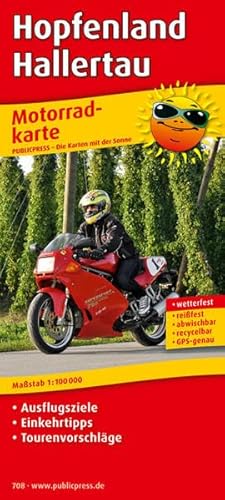 Hopfenland Hallertau; Motorradkarte mit Ausflugszielen, Einkehr- & Freizeittipps und Tourenvorschlägen, wetterfest, reissfest, abwischbar, GPS-genau. 1:100000; Motorradkarte; Deutsch - Diverse