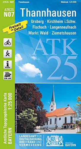 Beispielbild fr ATK25-N07 Thannhausen (Amtliche Topographische Karte 1:25000): Ursberg, Kirchheim i.Schw., Fischach, Langenneufach, Markt Wald, Ziemetshausen (ATK25 Amtliche Topographische Karte 1:25000 Bayern) zum Verkauf von medimops