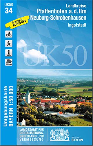 Beispielbild fr UK50-34 Pfaffenhofen 1:50 000 (UK50 Umgebungskarte 1:50000 Bayern Topographische Karte Freizeitkarte Wanderkarte) zum Verkauf von medimops
