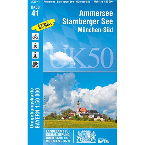 Beispielbild fr UK50-41 Ammersee, Starnberger See, Mnchen-Sd: Starnberg, Wolfratshausen, Geretsried, Holzkirchen, Weilheim i.OB, Herrsching a.Ammersee, Germering, . Karte Freizeitkarte Wanderkarte) zum Verkauf von medimops