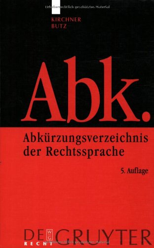 Beispielbild fr Abkrzungsverzeichnis der Rechtssprache zum Verkauf von medimops