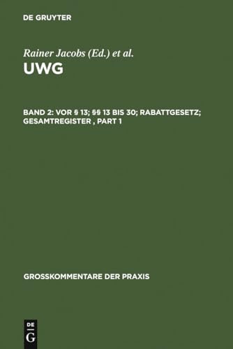 9783899493719: VOR 13; 13 Bis 30; Rabattgesetz; Gesamtregister: 2 (Grokommentare der Praxis)