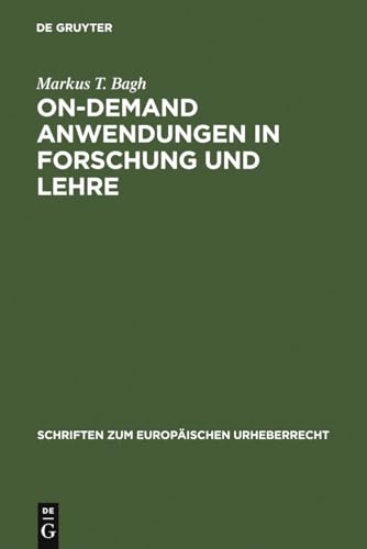 On-demand Anwendungen in Forschung und Lehre: Die Ã¶ffentliche ZugÃ¤nglichmachung fÃ¼r Unterricht und Forschung im Rechtsvergleich zwischen Schweden und ... Urheberrecht, 6) (German Edition) (9783899494631) by Bagh, Markus T.